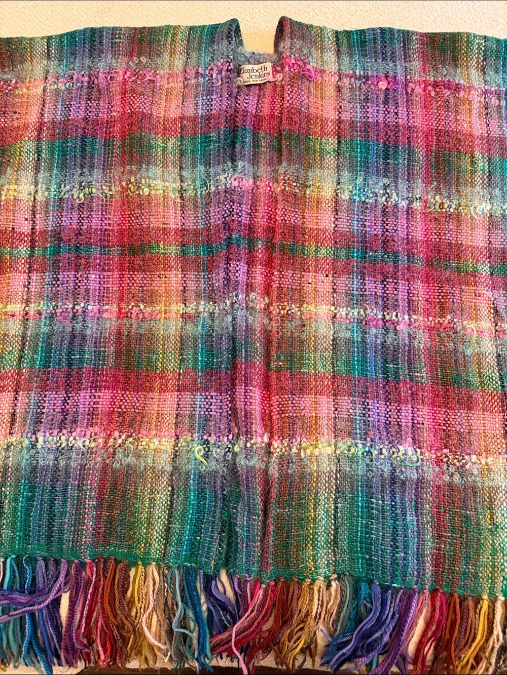 Elizabeth Jenkins Multicolor Handwoven Oversized Wrap - Possibly Vintage